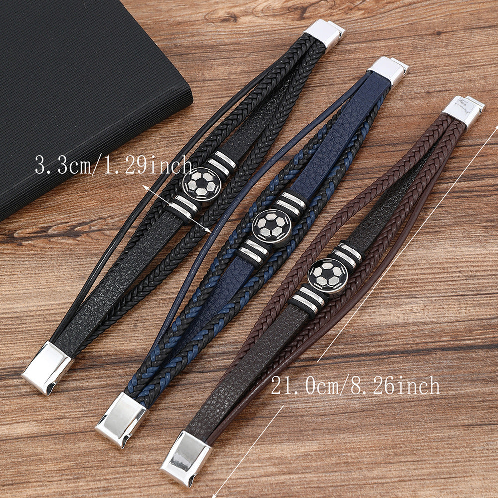Wholesale Leather multi-layered football bracelet