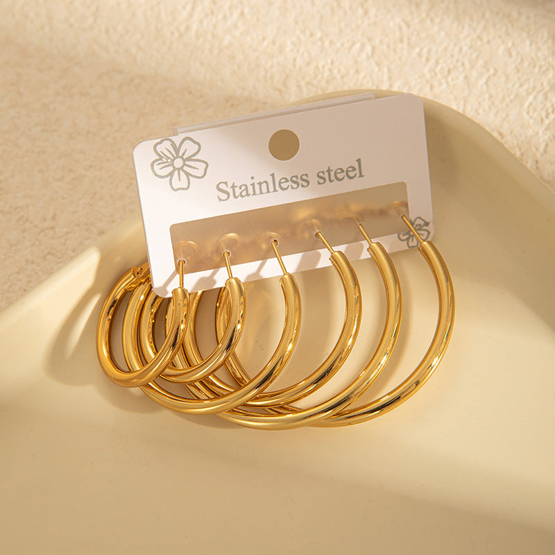 Wholesale Light Luxury Star Hoop Earrings for Women - Titanium Steel Electroplated,  Boutique Resale
