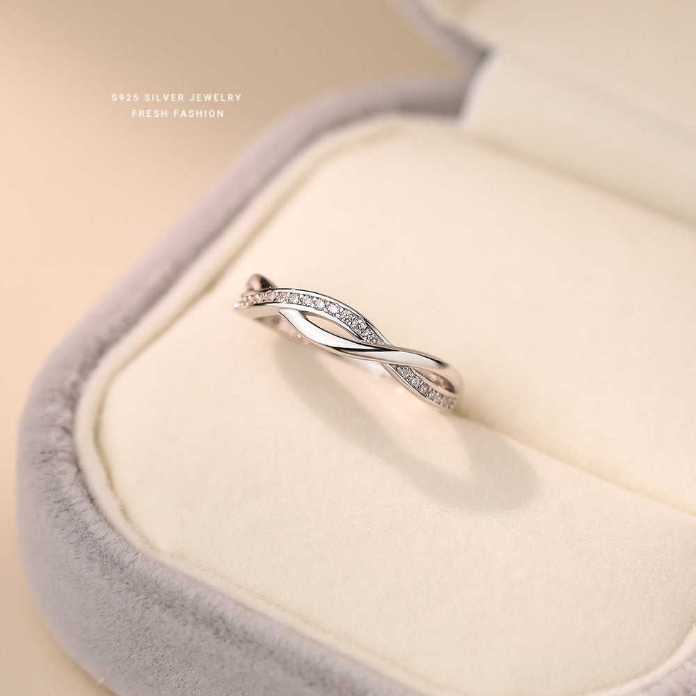 Wholesale love wrapped couple S925 sterling silver open adjustable ring