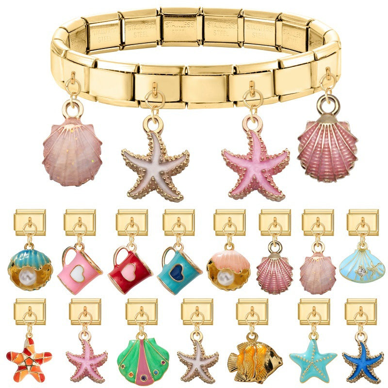 Wholesale Italian Charm Bracelet 9mm DIY Creative Retro  Stainless Steel Composable Bracelet