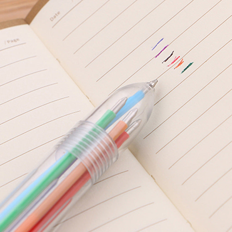 Wholesale creative transparent 6 color ballpoint pen