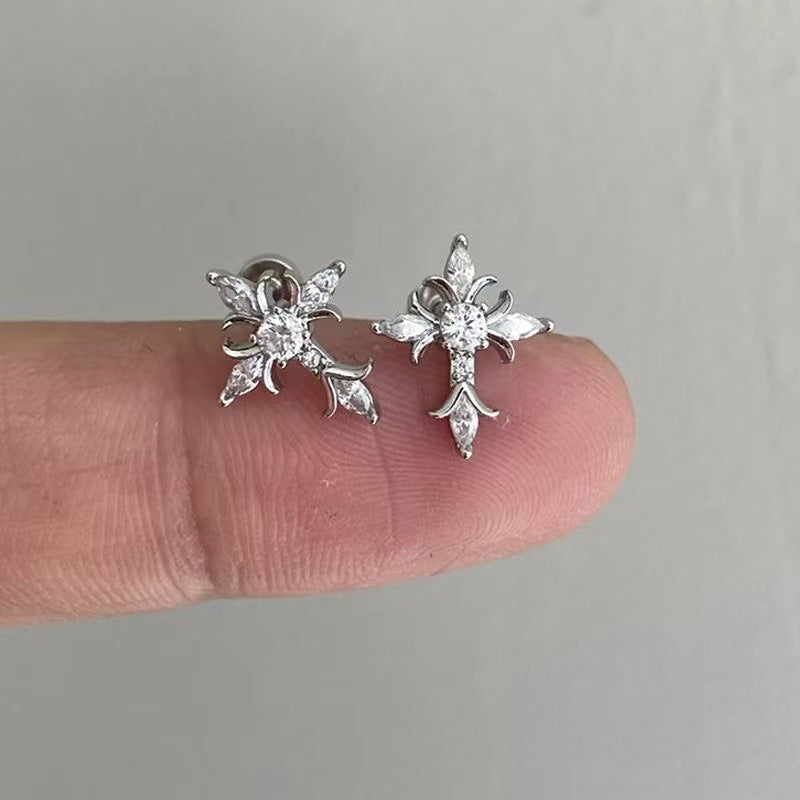 Wholesale Full Diamond Super Flash Cross Earrings