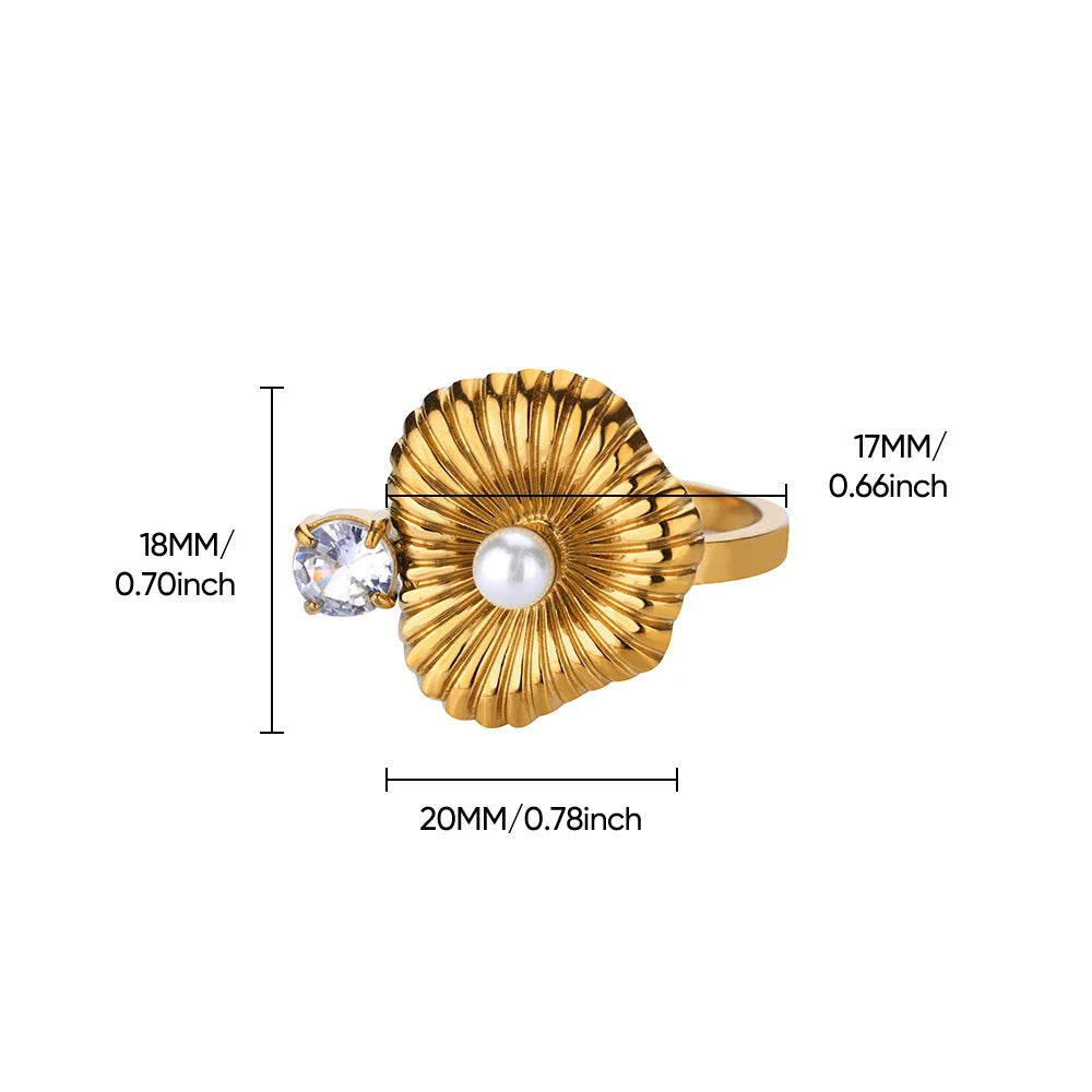 Wholesale Stainless Steel Pearl Starfish Shell Ring