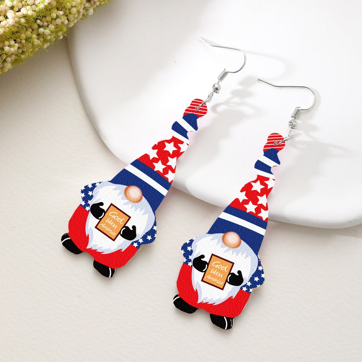 Wholesale  Independence Day Dwarf Stars and Stripes Acrylic Earrings