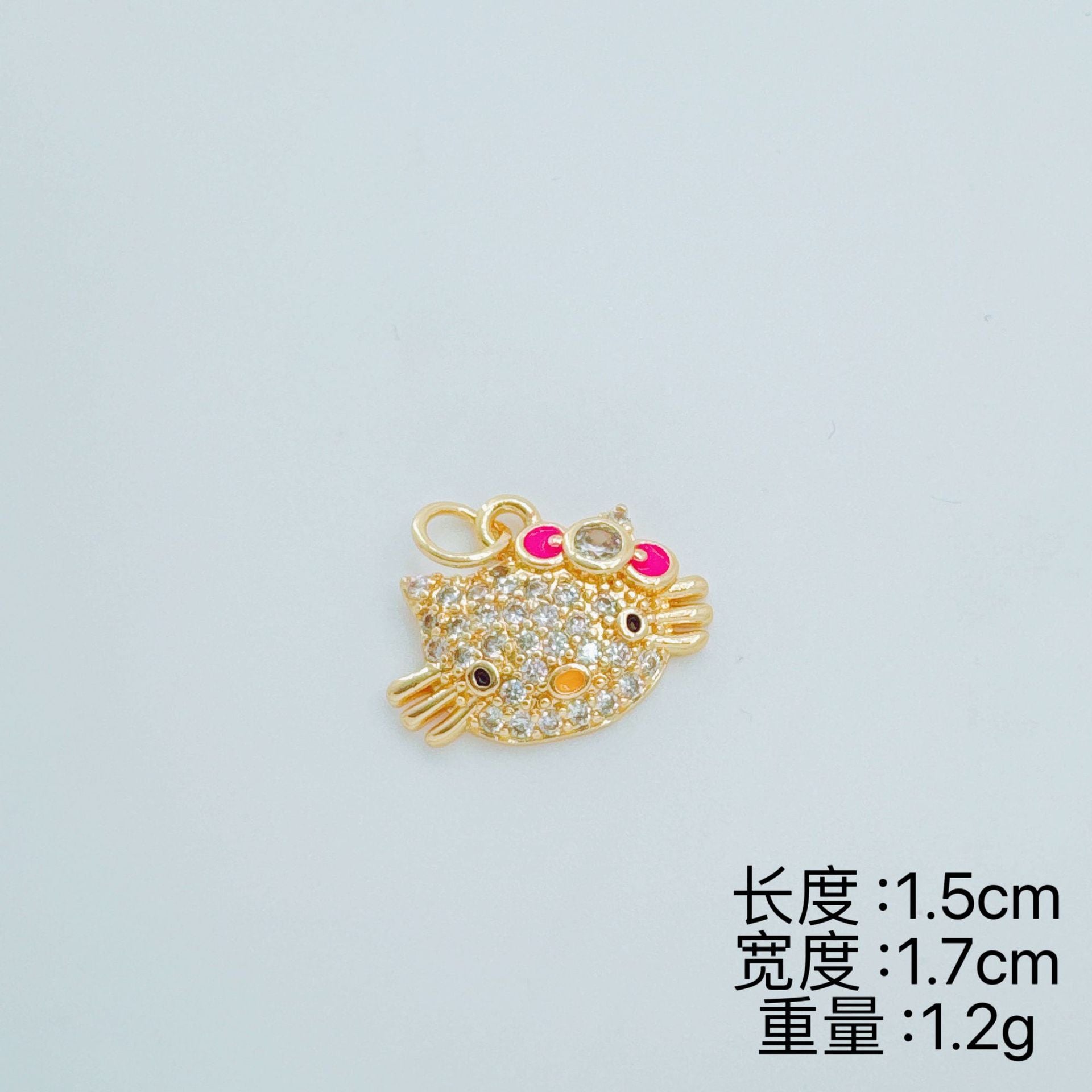 Wholesale Copper Gold-Plated Cat Pendant Zircon Hollow Design Trendy Boutique Jewelry Accessory