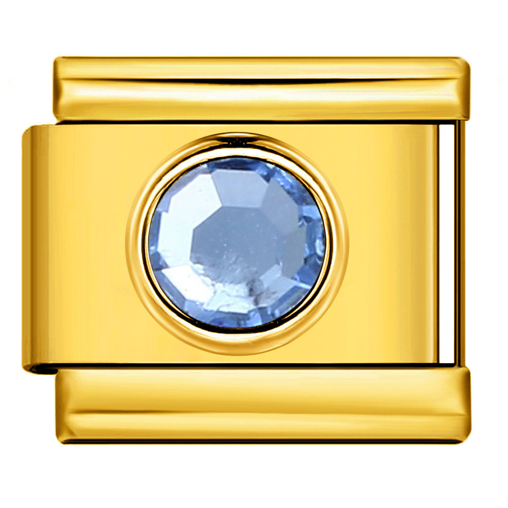 Bracelet de charme italien en gros 9 mm DIY Splicing Colorful Heart Circle Diamond en acier inoxydable Bracelet composable