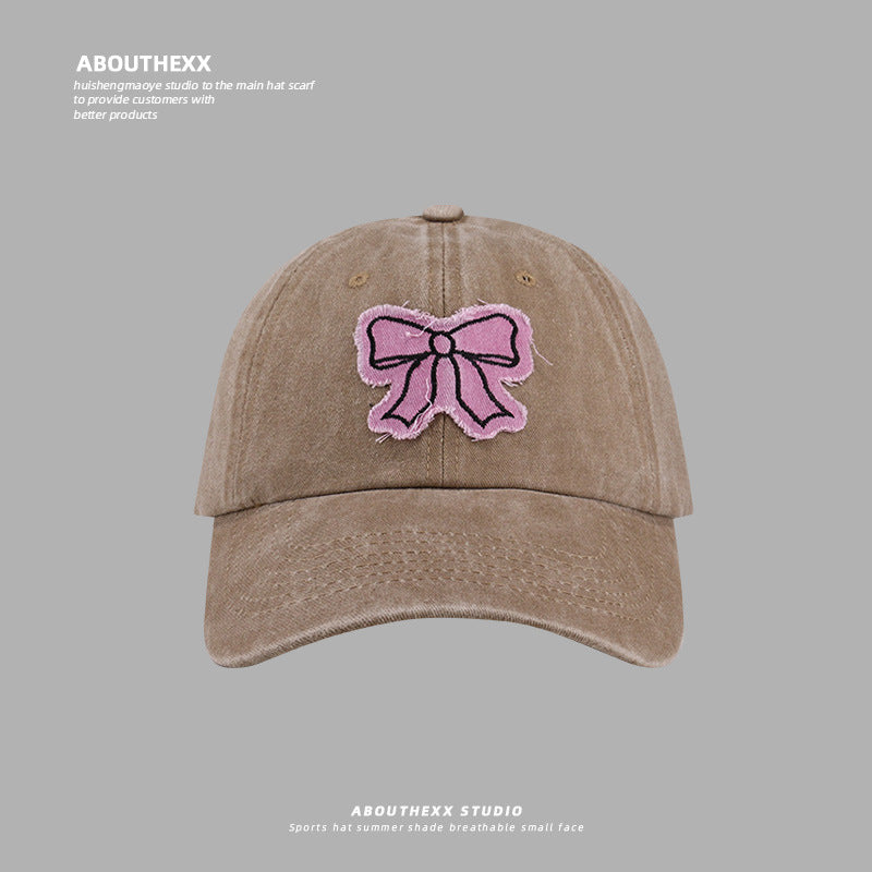 Wholesale  Cute  Bow Hat Washed Baseball Cap
