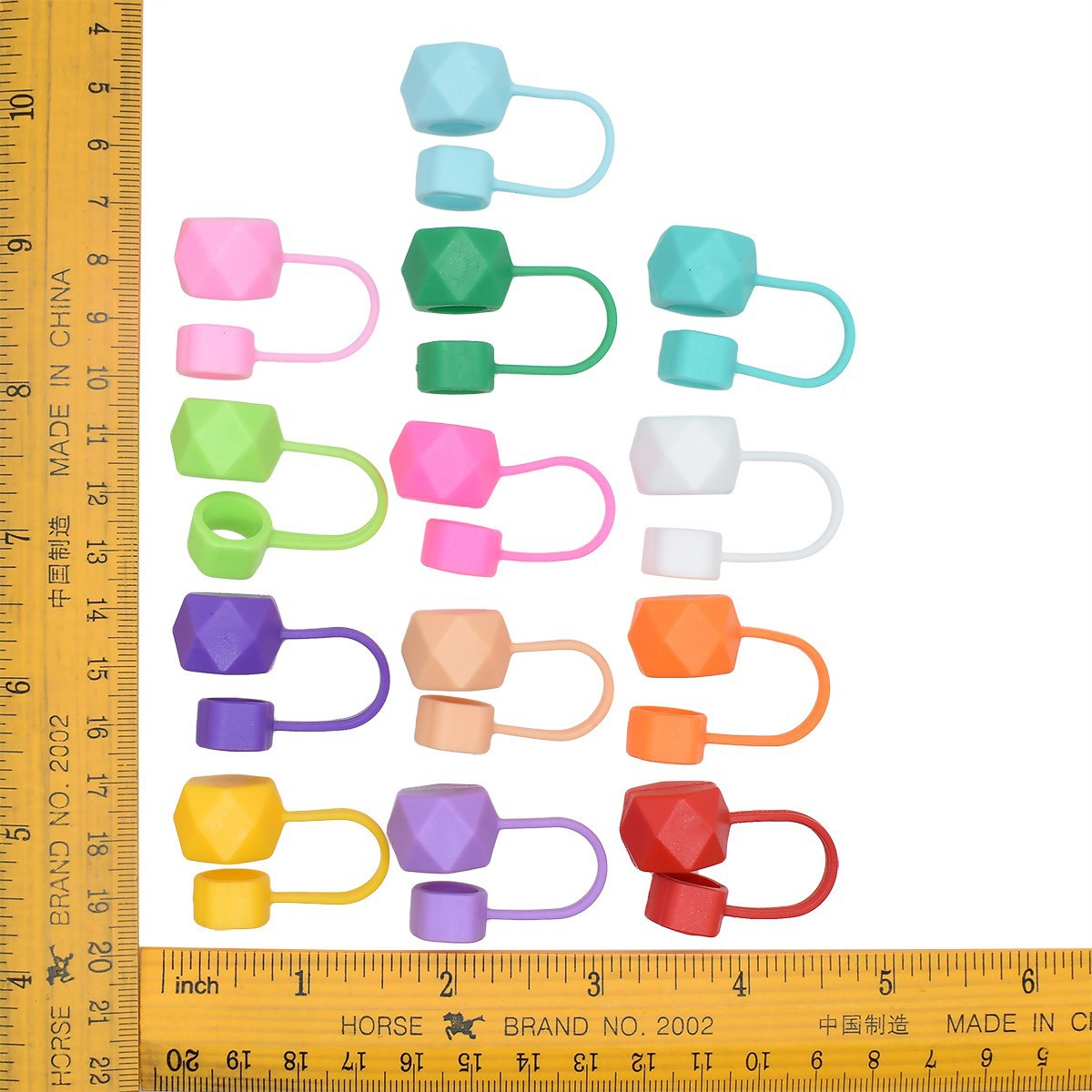 Wholesale 5pcs Candy Color Series 10mm PVC Soft Straw Tube Cap