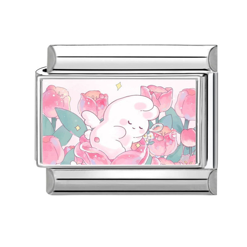 Wholesale Pink series   DIY  Single Section Creative Stainless Steel Composable Bracelet