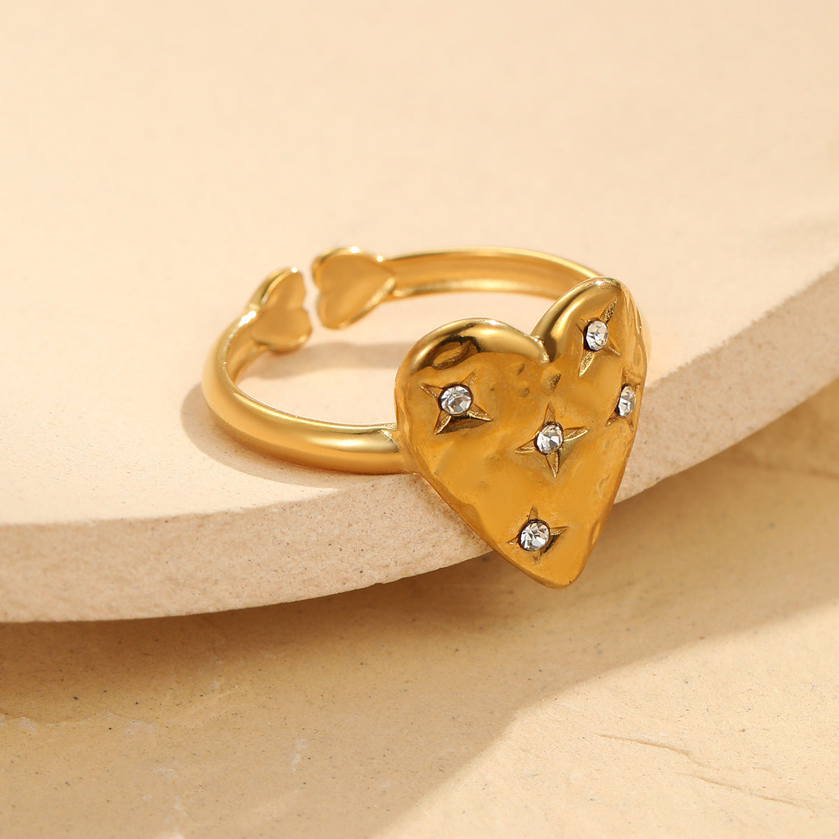 Wholesale  Light Luxury Fashion Texture Adjustable Ring Stainless Steel 18k Gold Plated Rings