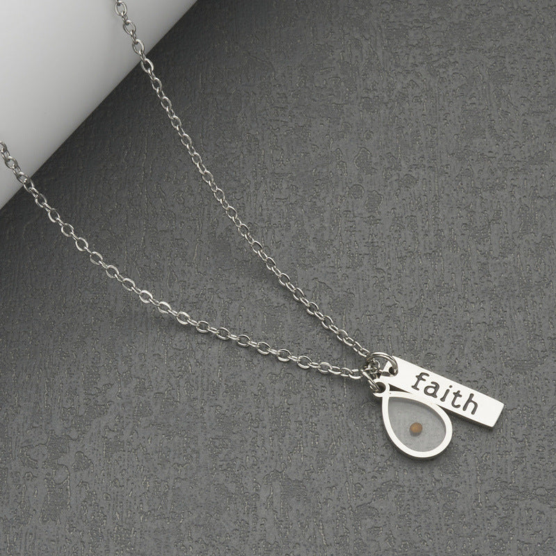 Wholesale Simple Faith Drop Shape Mustard Seed Stainless Steel Necklace ACC-NE-MS018