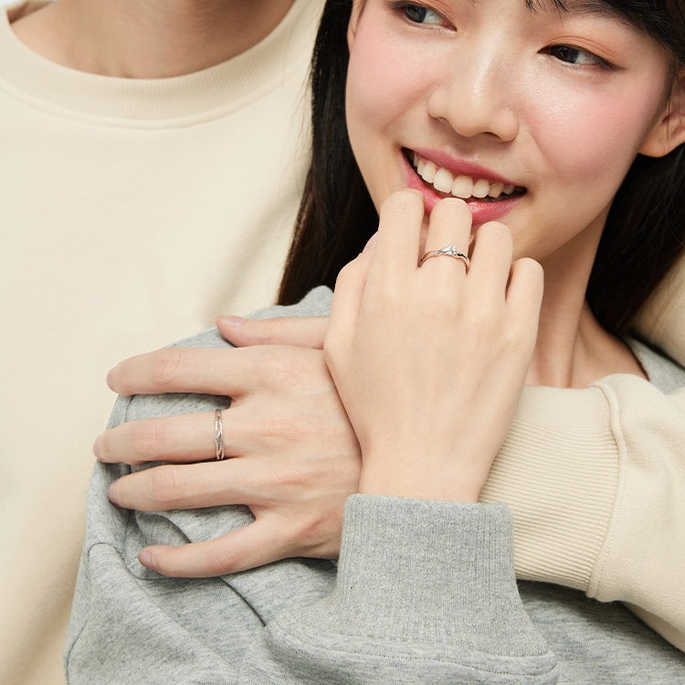 Wholesale silver diamond open adjustable ring