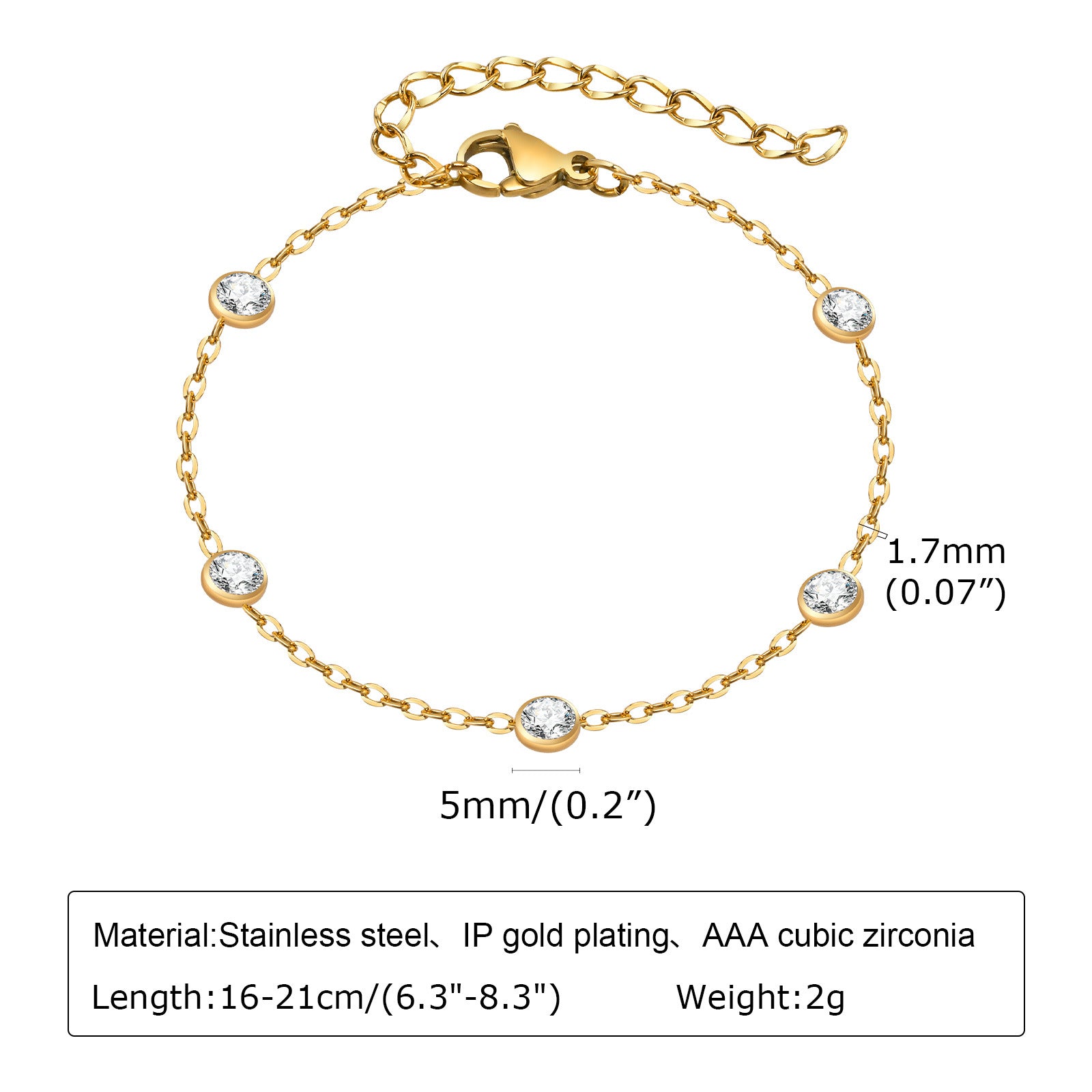 Wholesale Retro Gold Tone Stainless Steel 5 Stone White Zircon Bracelet Women S Chic Geometric Jewelry Accessory For Gift Or Boutique Resale