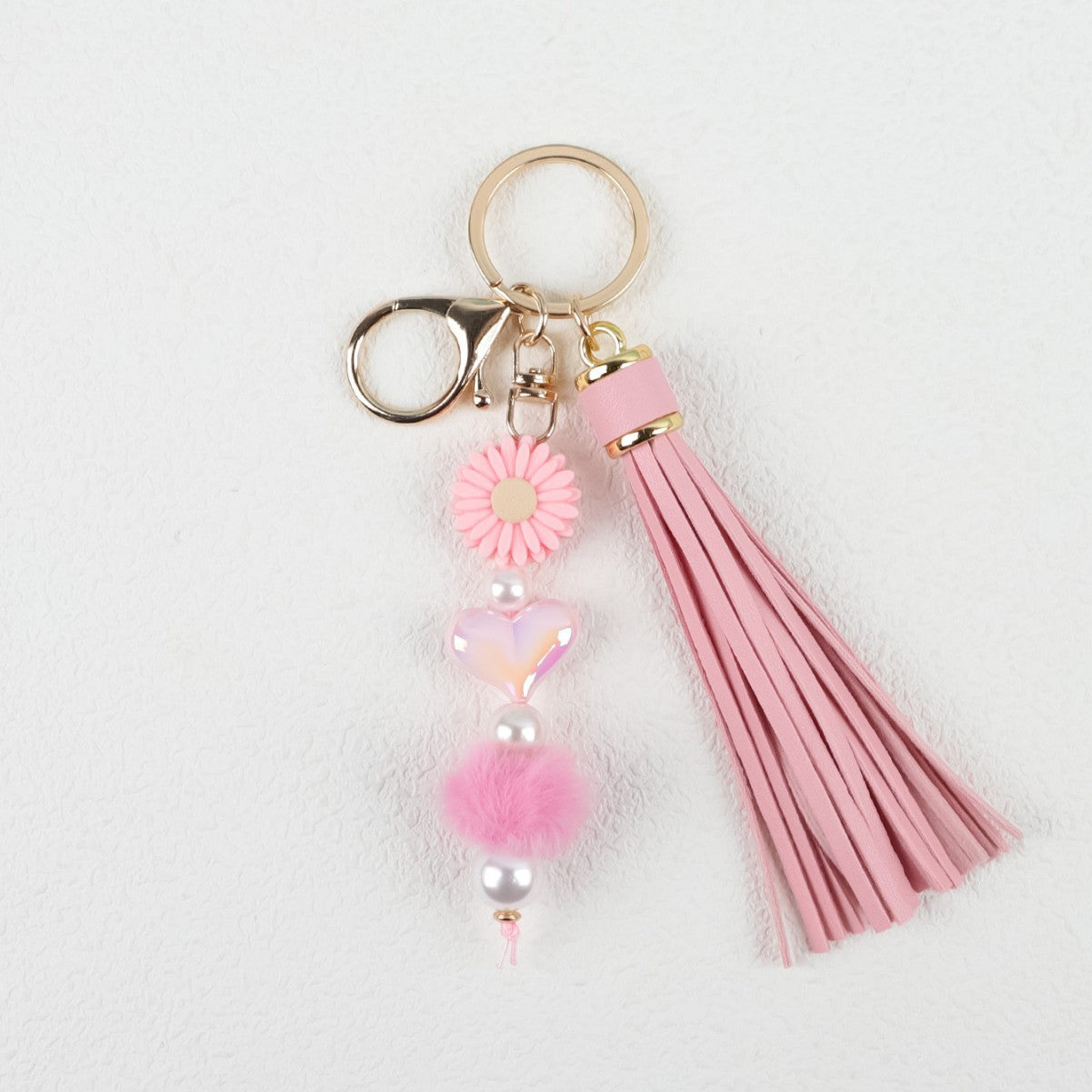 Wholesale White Tassel Keychain Bag Charm Acrylic Handmade Fashion Accessory For Graduation Gift