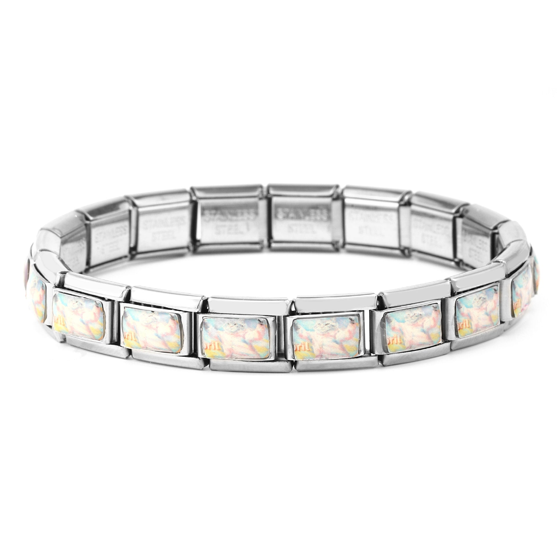 Wholesale 10pcs Italian Charm Bracelet 9mm DIY Spliced Removable Stainless Steel Cartoon Cat Composable Bracelet ACC-BT-XY026