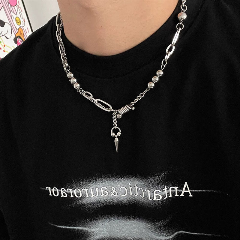 Wholesale titanium steel rivet stitching necklace  sweater chain