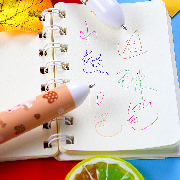 Wholesale Creative Bear Press ten color ballpoint pen