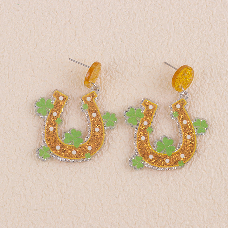 Wholesale St. Patrick's Day Flower Earrings Jewelry Set Acrylic Earrings