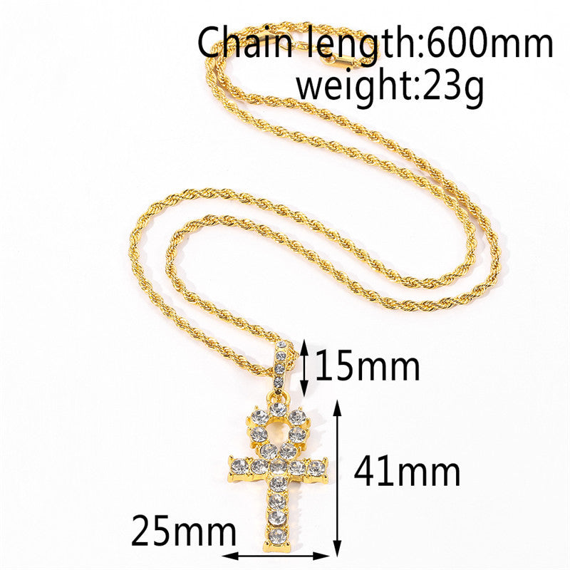 Wholesale Alloy Cross Pendant Full Diamond  Necklace