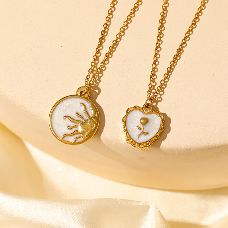 Wholesale Stainless Steel Sun Moon Pendant Necklace