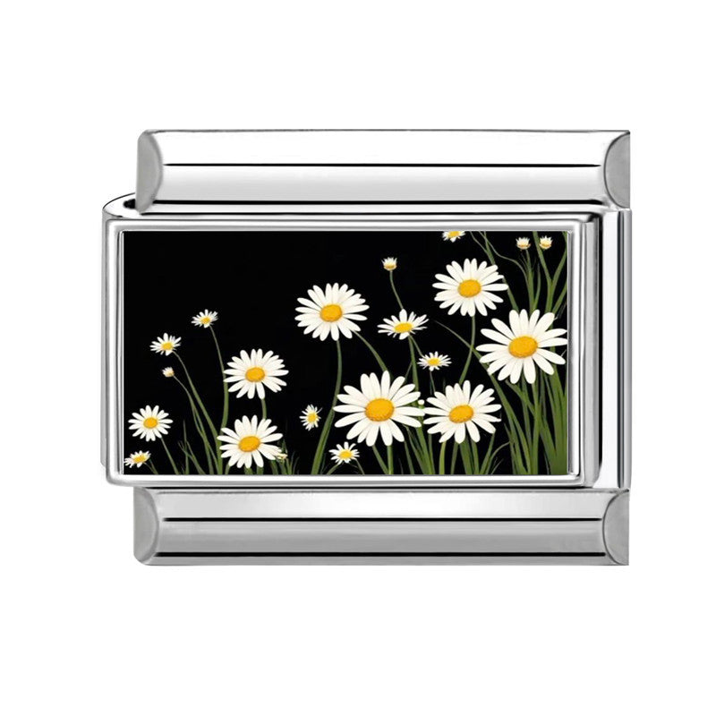 Wholesale Italian Charm Bracelet 9mm DIY Splicing Flower Stainless Steel Composable Bracelet