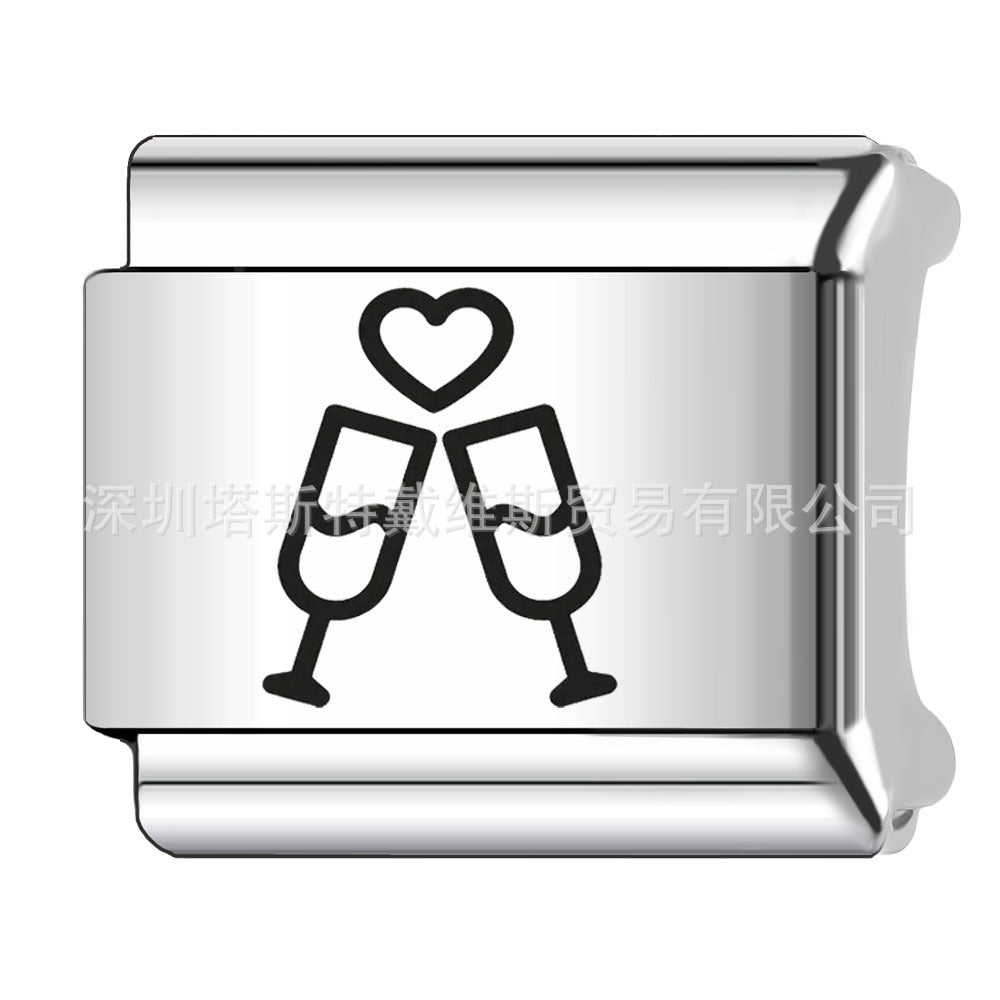 Wholesale 9mm Italian Charm Starter Bracelets DIY square Single Section Creative Stainless Steel Composable Bracelet