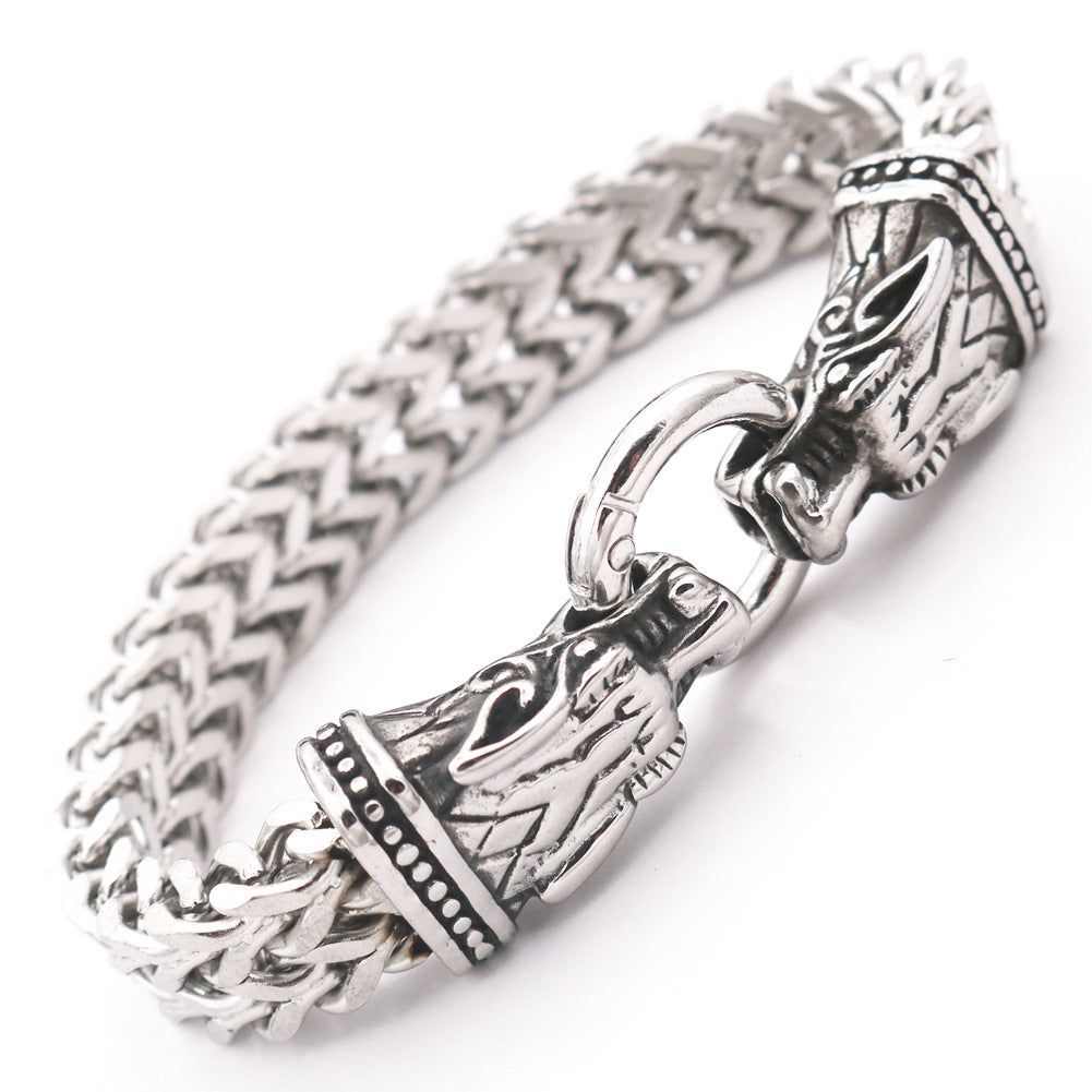 Wholesale Stainless Steel Wolf Head Bracelet ACC-BT-Hongg003