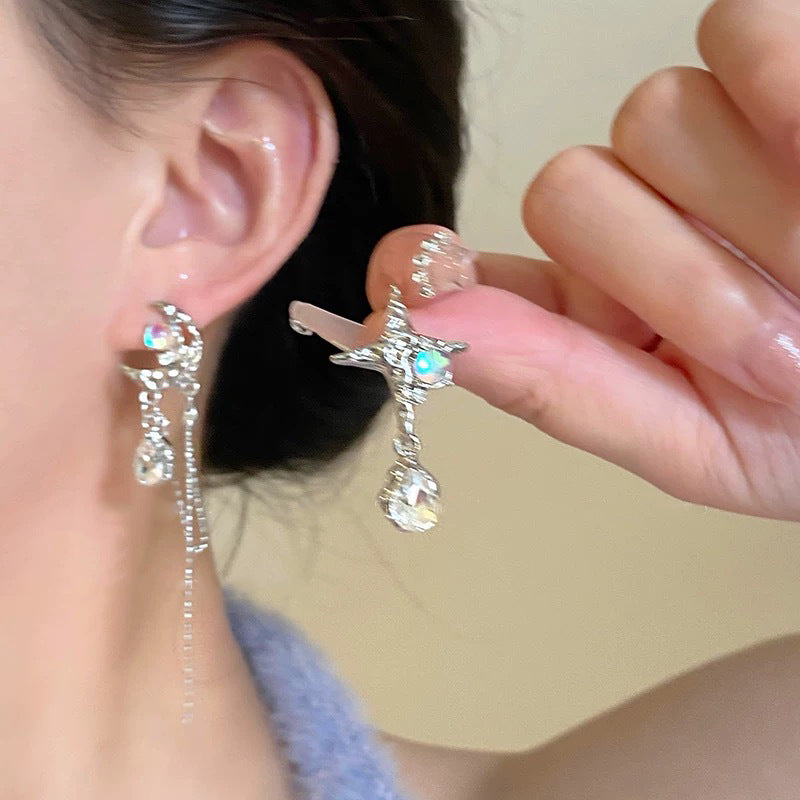 Wholesale Love Star Zircon Earrings 925 Silver Earrings Heart Earrings ACC-ES-NS002