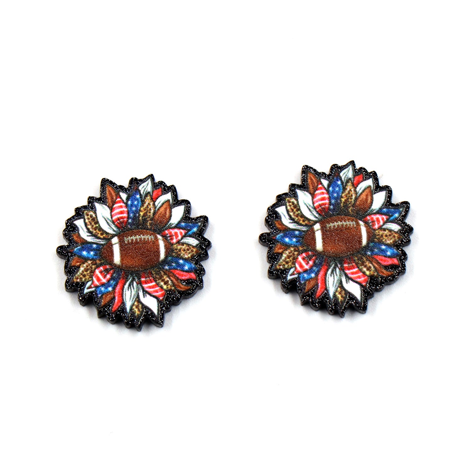 Wholesale 5pcs American Independence Day Sunflower Football Acrylic Earrings ACC-ES-XiaoYan054