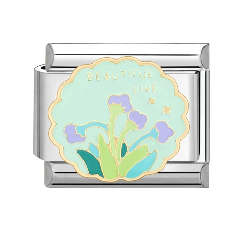 Wholesale Italian Charm Bracelet 9mm DIY Splicing Removable Plant Castle Stainless Steel Composable Bracelet