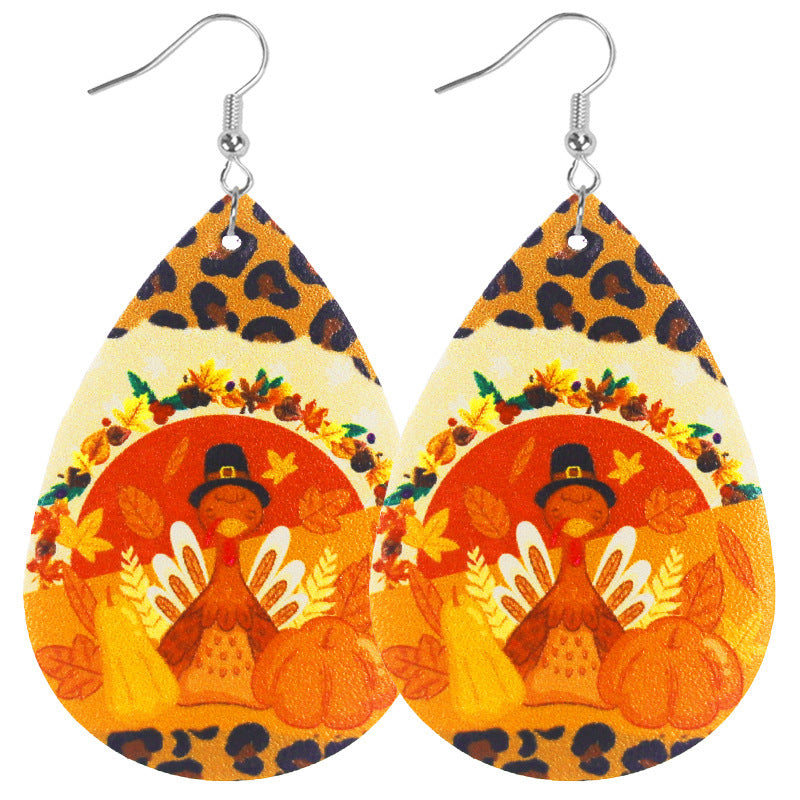 Wholesale Thanksgiving Autumn Cute Pumpkin Turkey Acrylic Earrings