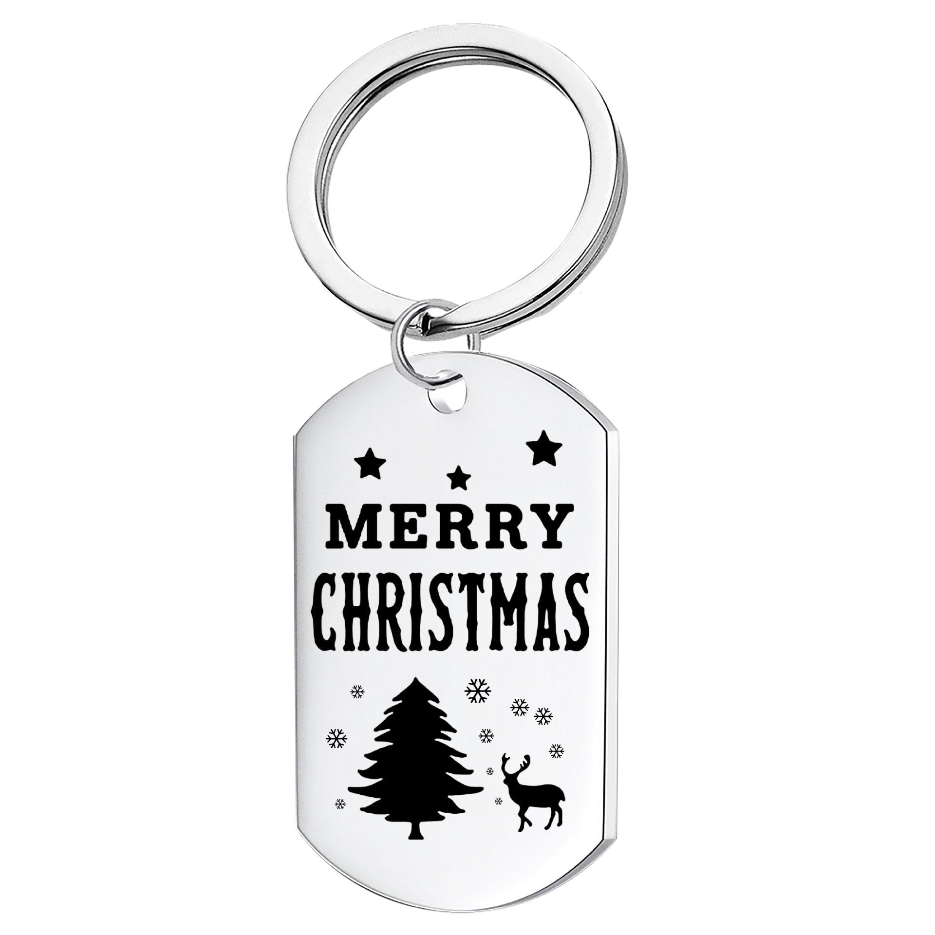 Wholesale Stainless Steel Military Dog Tag Keychain With Christmas Tree Elk Snowman Laser Engraving Holiday Gift