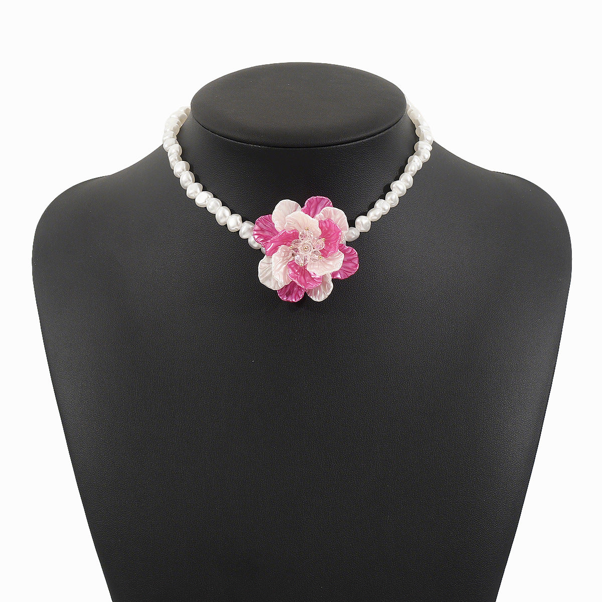 Wholesale  pearl flower necklace earrings rhinestone clavicle chain