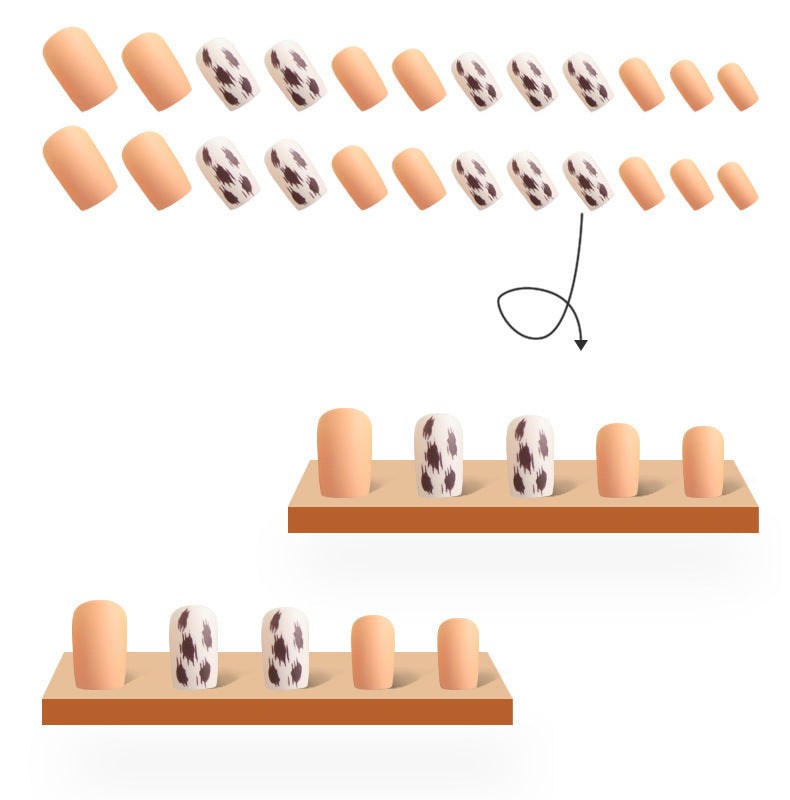 Wholesale Press on Nails Kits Frosted Cow Print Short Plastic Nail Art ACC-NS-MeiSu023