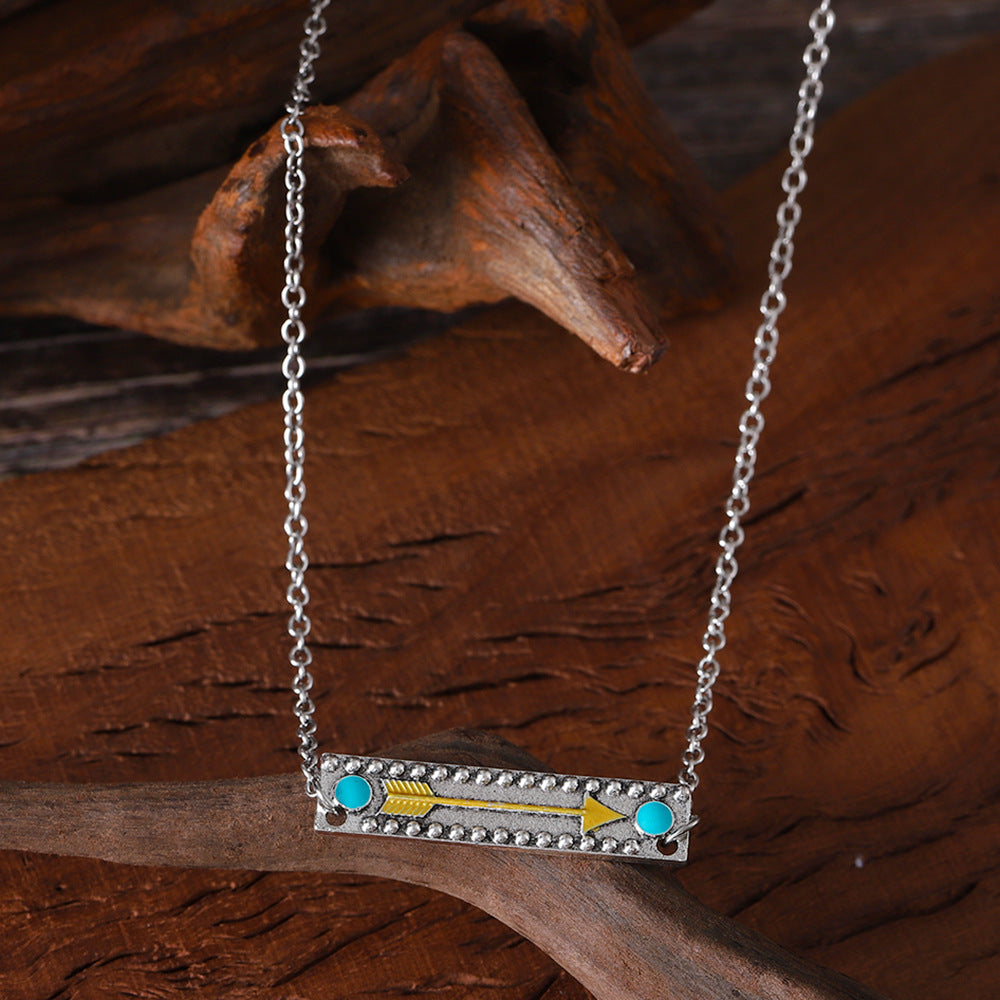 Wholesale  Golden Arrow Turquoise Necklace Personality All-match Clavicle Chain
