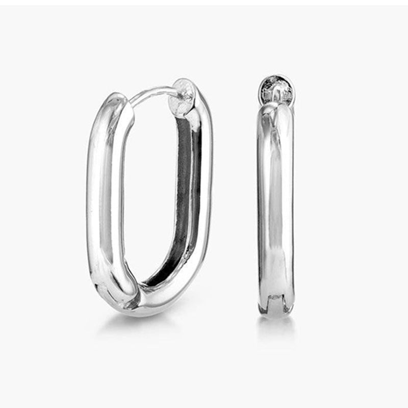Wholesale S925 Sterling Silver U-shaped Oval Earrings