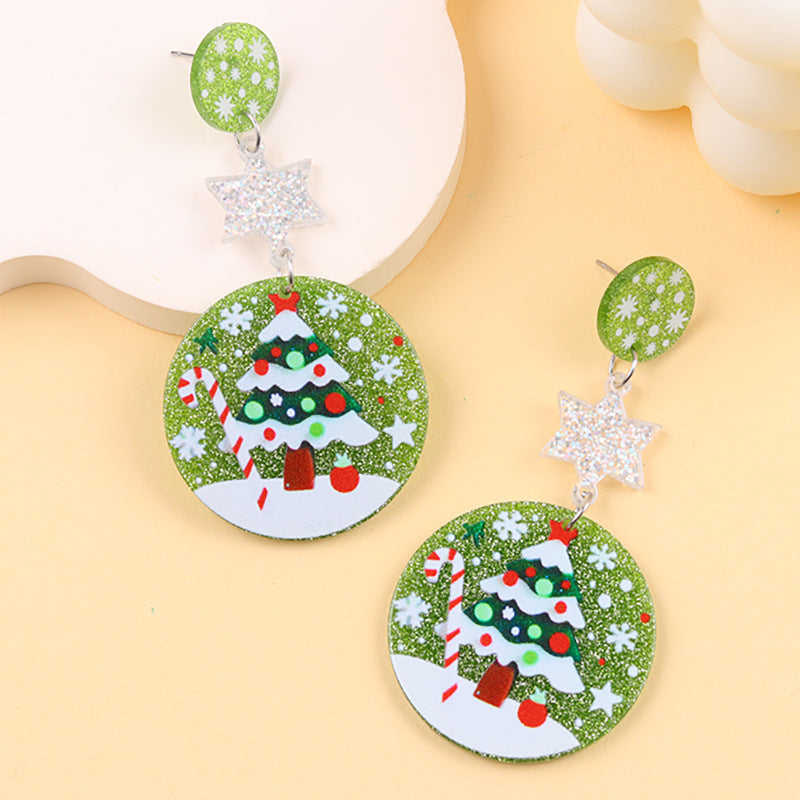 Wholesale  Christmas Earrings Cartoon Contrasting Color Snowman Bell Acrylic Earrings