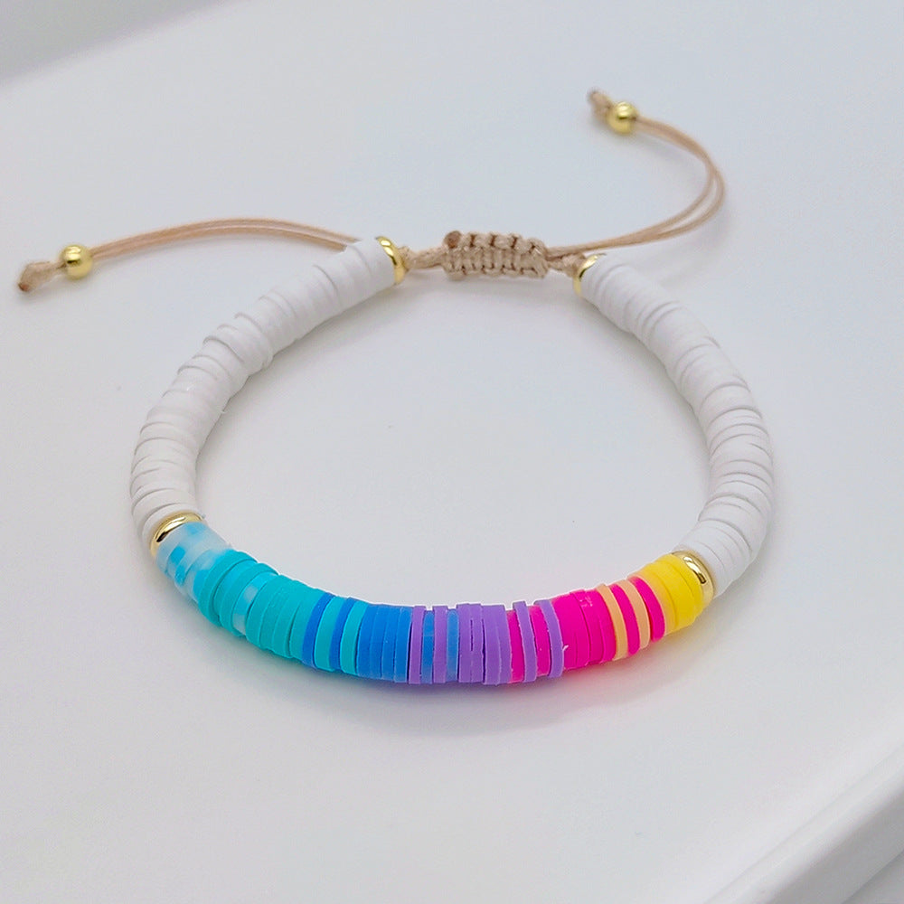 Wholesale Multi-layered Bracelets with Bohemian Beach Style Colorful Polymer Clay Bracelets Layered Bracelet Set ACC-BT-Qiqi008