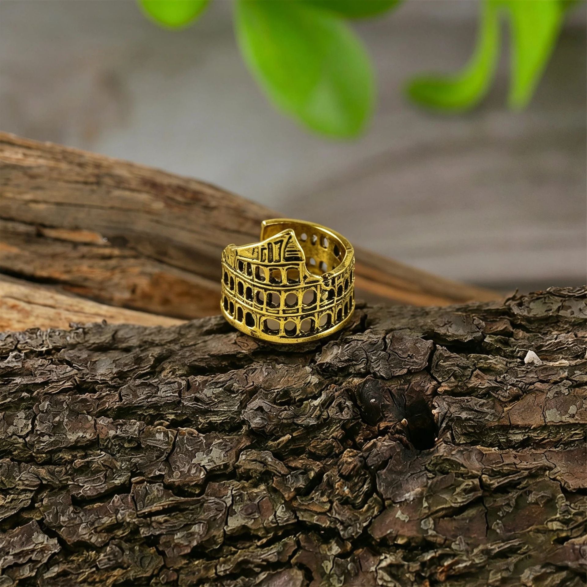 Wholesale Trendy Roman Colosseum Open Ring Zinc Alloy Vintage Souvenir Jewelry Accessory For Everyday Wear