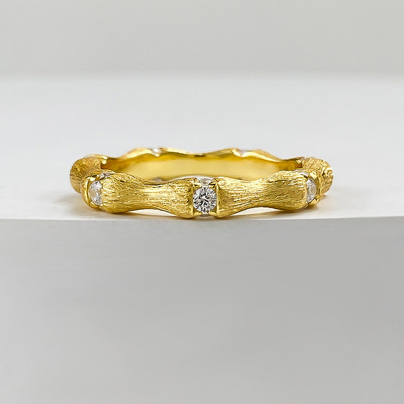 Wholesale S925 silver gold plated bamboo handmade ring