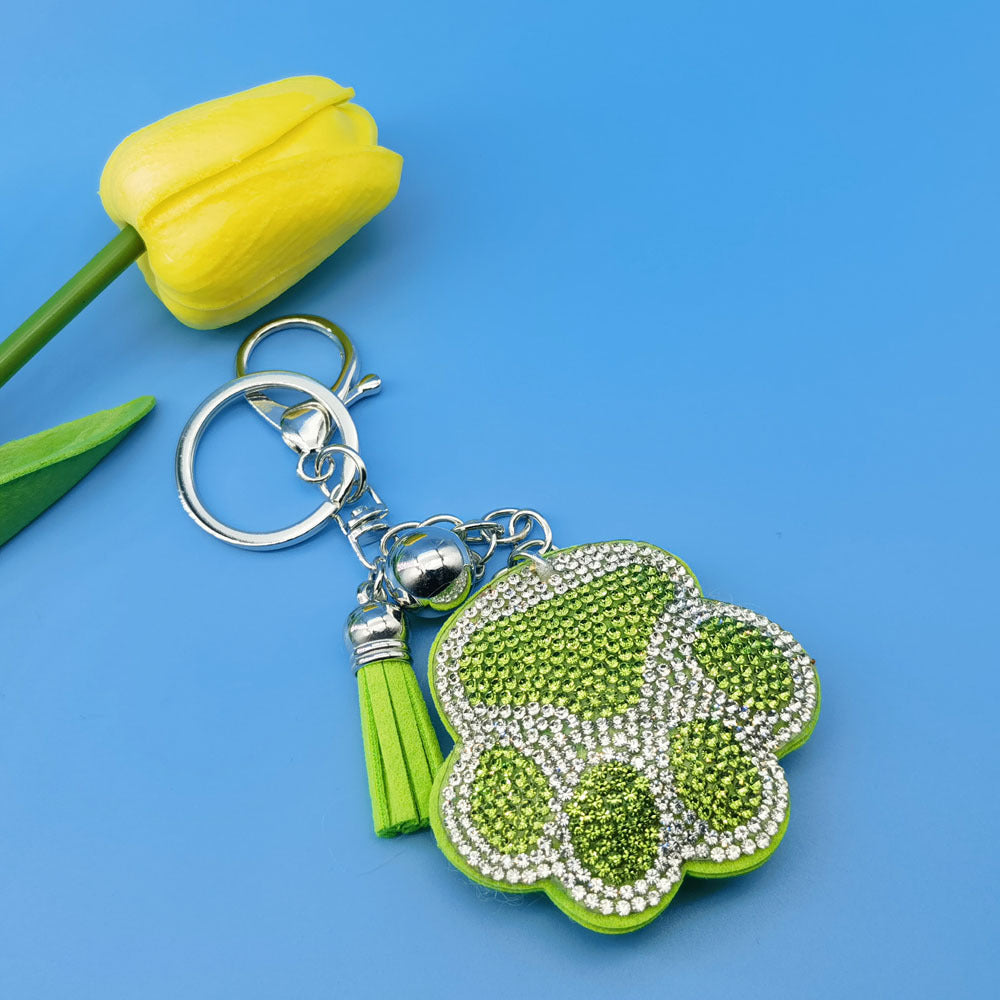 Wholesale creative  velvet diamond-encrusted cat's claw keychain