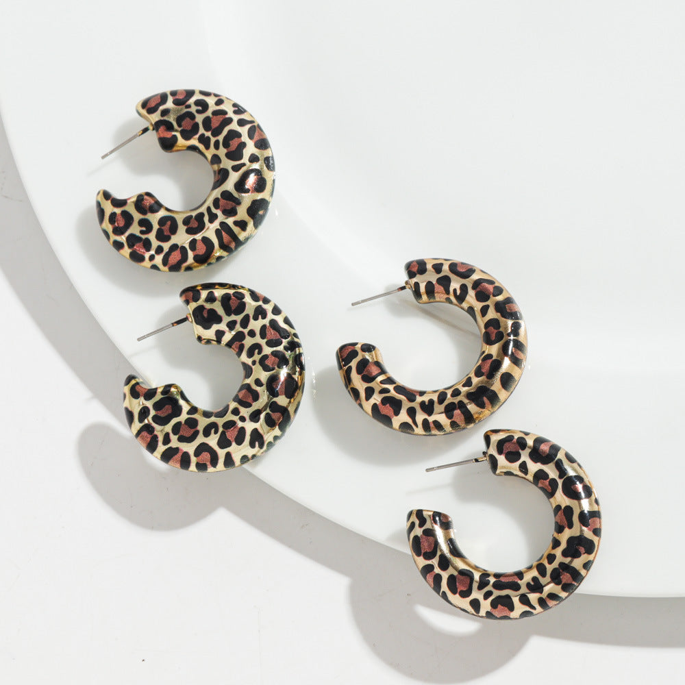 Wholesale Leopard-print C- ring Earrings
