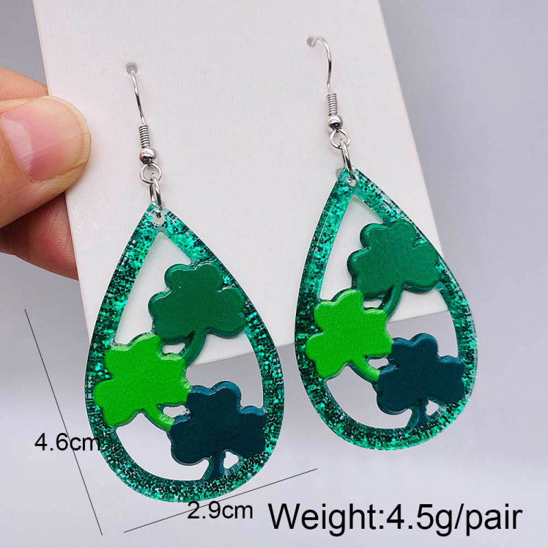 Wholesale Creative double-sided acrylic rooster and hen heart-shaped  earrings