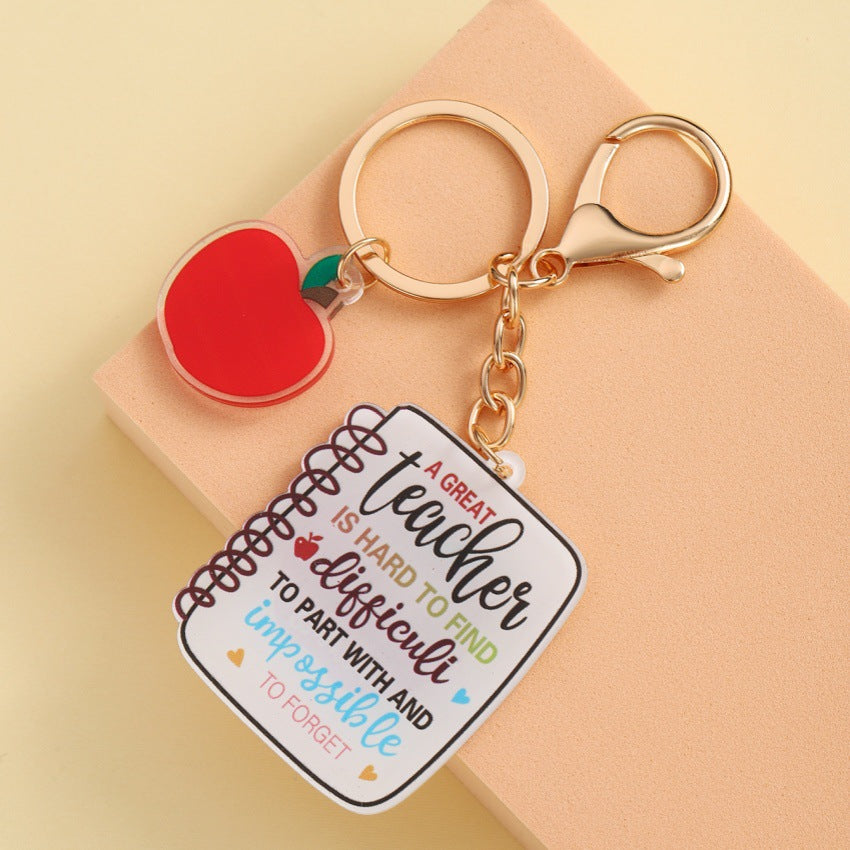 Wholesale  creative acrylic apple SCHOOLTIME letters teacher's day keychain