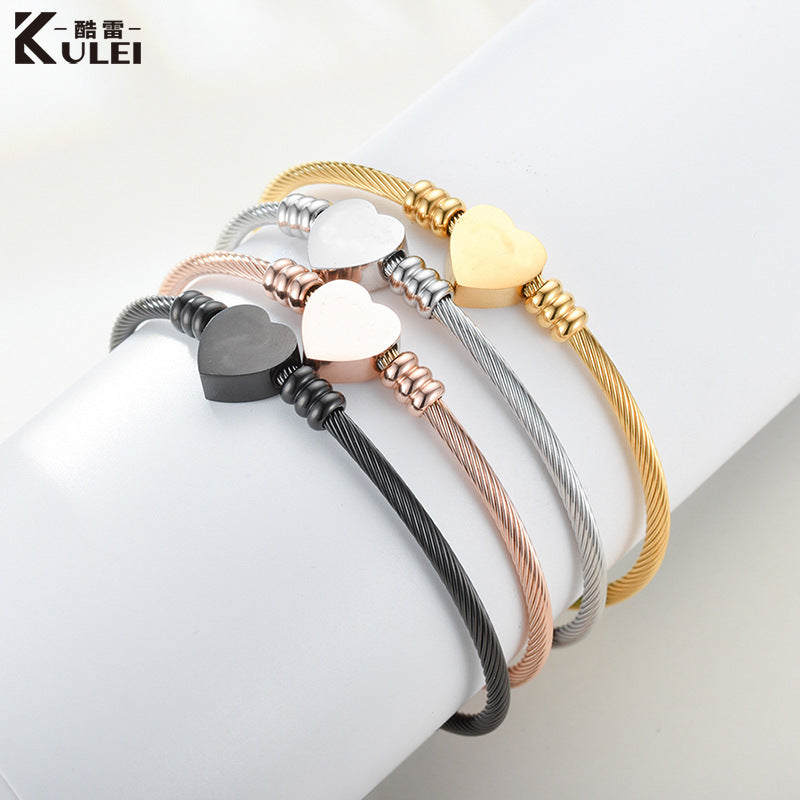 Wholesale Heart Design Gold-Plated Braided Adjustable Stainless Steel Bracelet Gift Jewelry Accessory