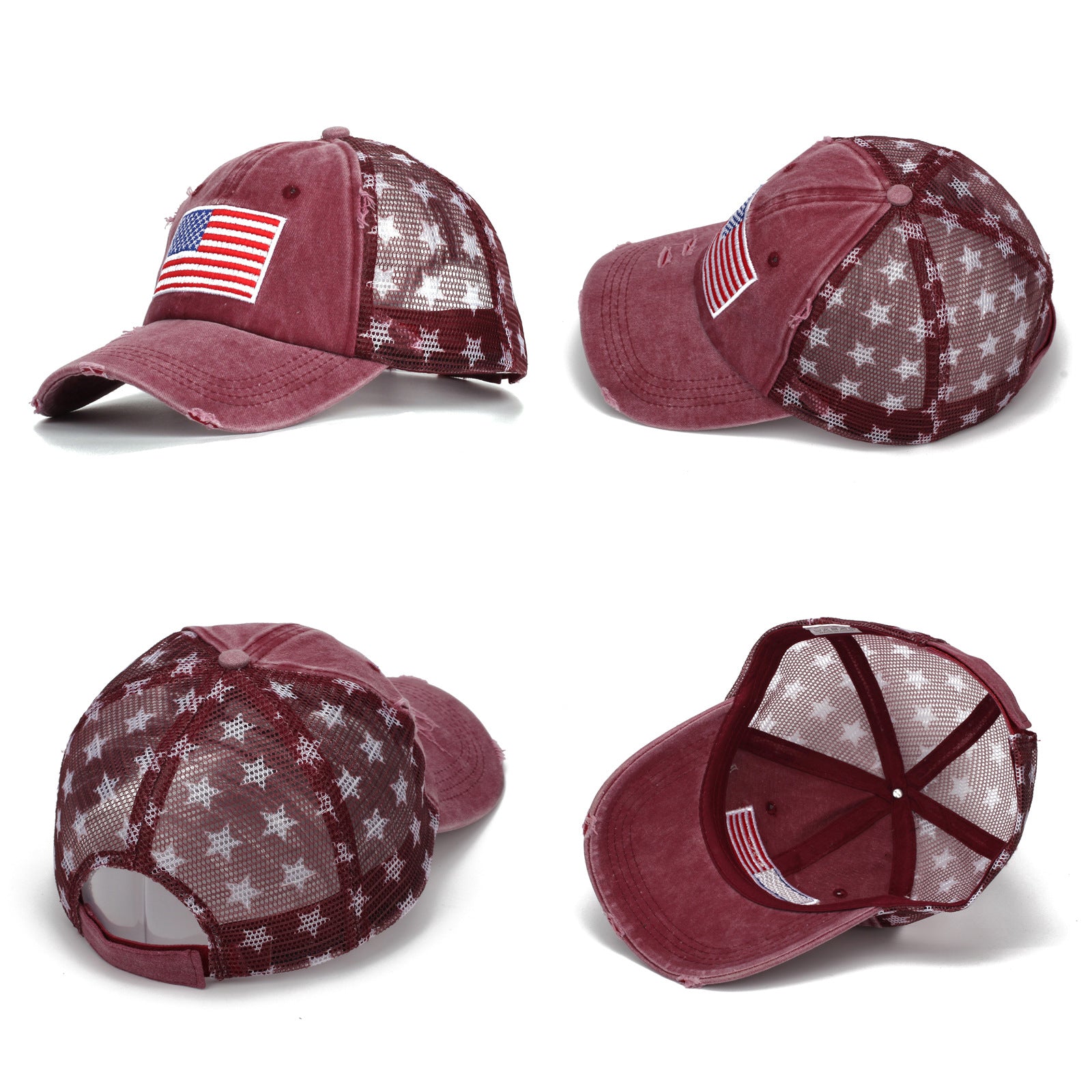 Wholesale American Flag Five Pointed Star Baseball Cap Hat ACC-HT-JingHong005