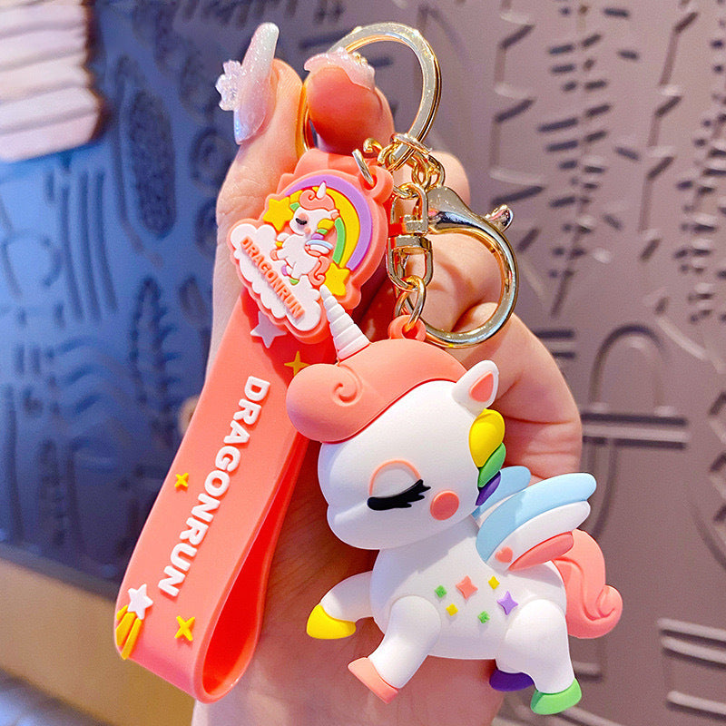 Wholesale Cartoon Cute Rainbow Horse Unicorn PVC Keychain Cute Keychain ACC-KC-BaiMao001
