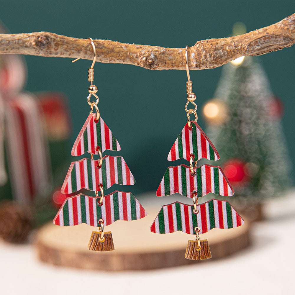 Wholesale Christmas Tree  Party Red and Green Acrylic Earrings