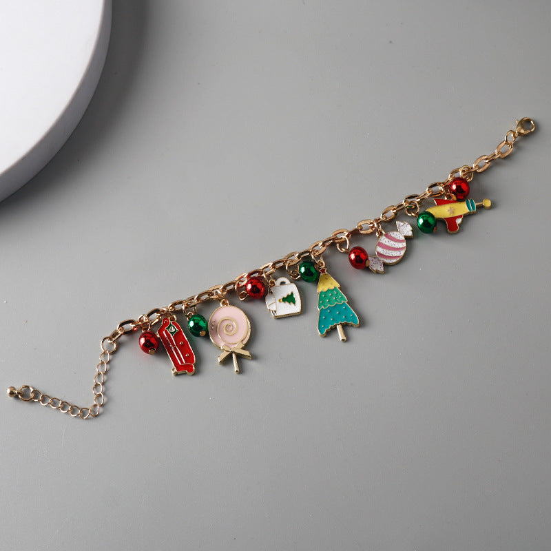 Wholesale Christmas Alloy Oil Drop Christmas Tree Candy Bracelet ACC-BT-HX005