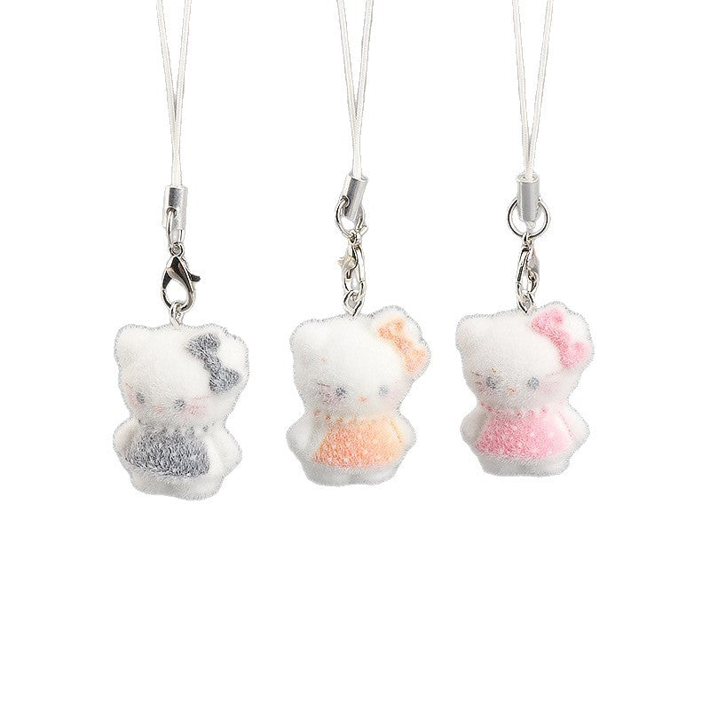 Wholesale Resin flocked cute 3D keychain